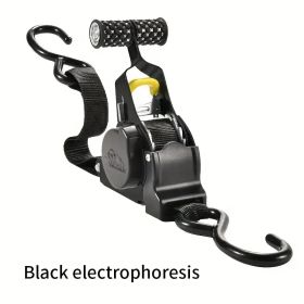 Automatic Ratchet Tension Belt Tensioner, Steel, Heavy Duty Harness For Luggage, Motorcycle And Cargo Holding, With Automatic Belt Recovery Funct (Option: Black)